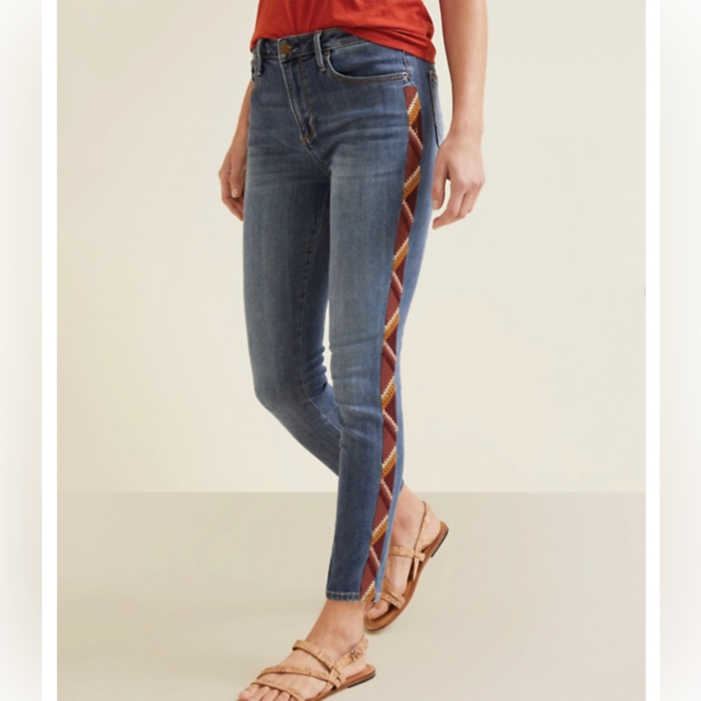 DRIFTWOOD Jeans Jackie High Rise Ankle Aztec Embroidered Side Stripes Size 25